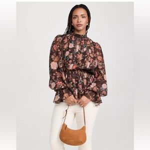 Hemant & Nandita Pleated Floral Blouse size Small